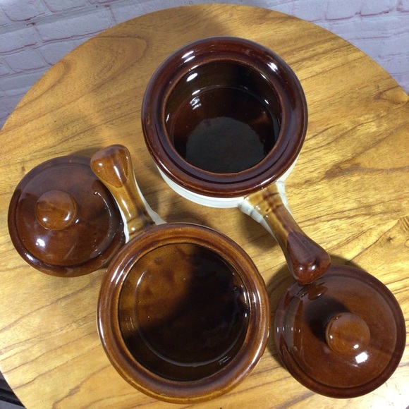Vintage Soup Chowder Chili Ceramic Handled Crock - Set of 2 - Picture 6 of 7